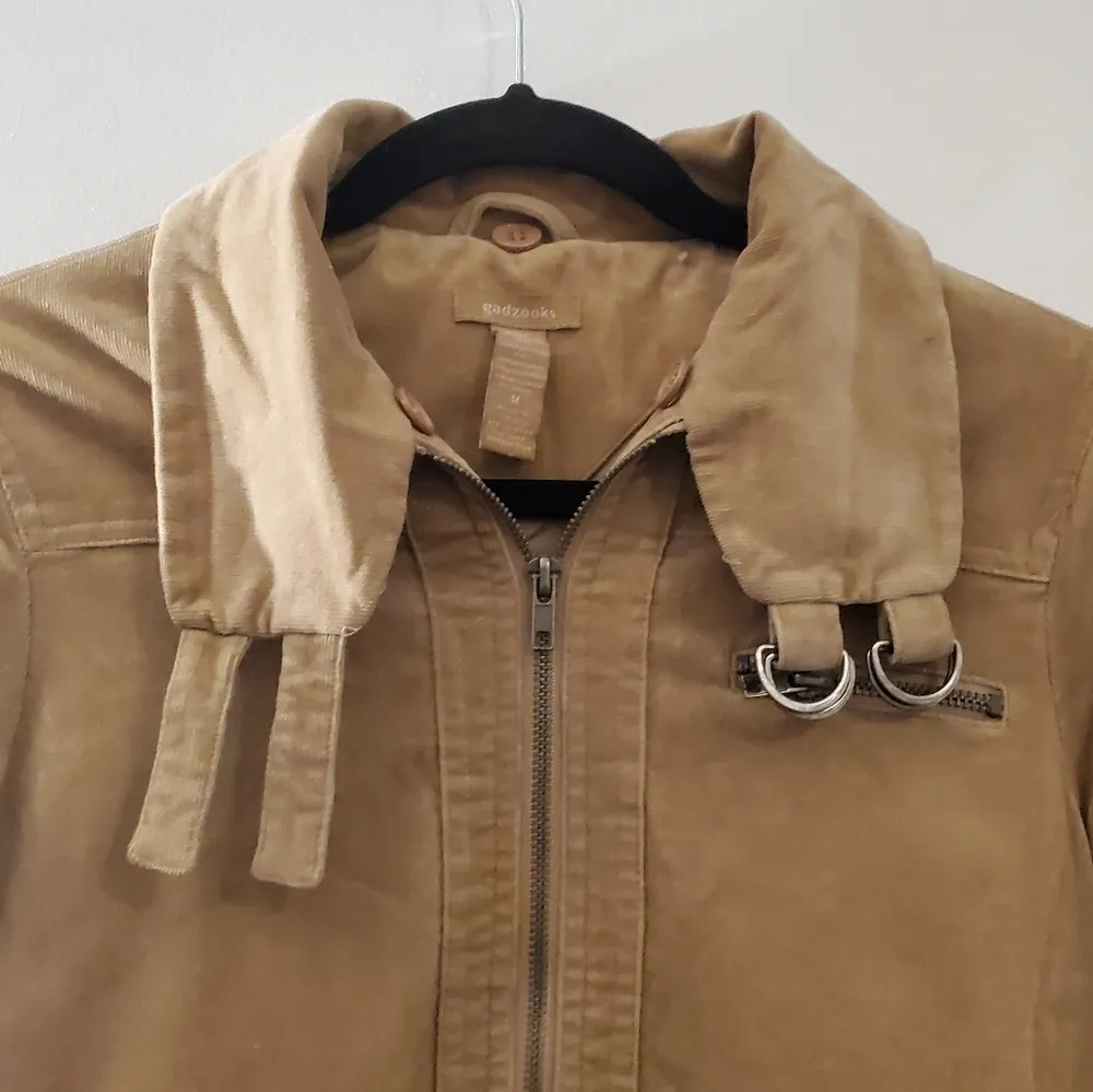 Gadzooks Tan Cargo Bomber Front Zip Jacket M Size M - Image 3