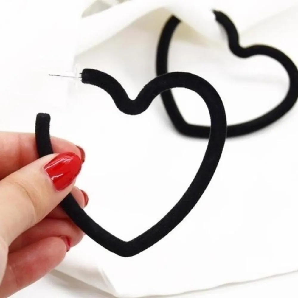 Black Heart Shaped Hoops - Image 2
