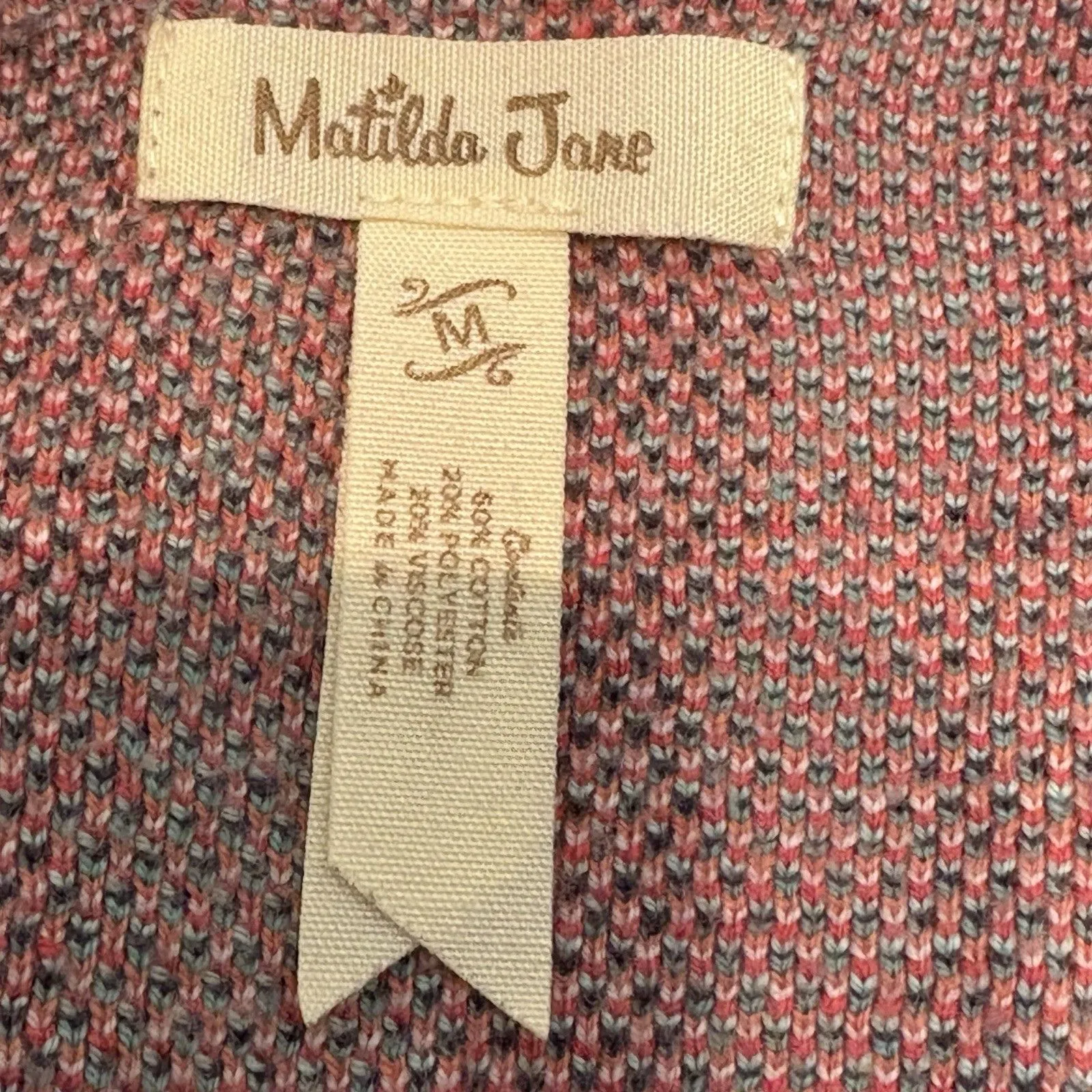 Matilda Jane Cardigan Sweater Steadfast Orange Teal Plaid Women’s Size Medium - Image 4