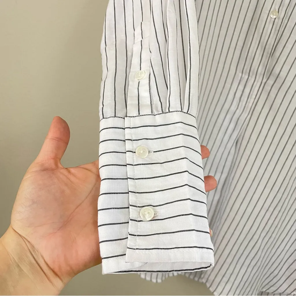 Nili Lotan Loria Tunic Striped Shirt Dress Linen - Image 7