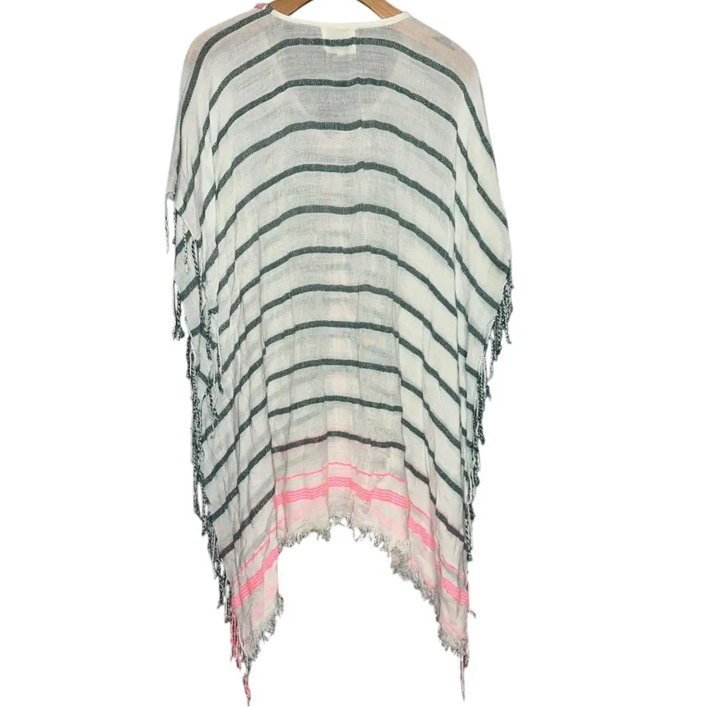 Z&L Women’s Size S White Navy Blue Striped Pink Contrast Short Kaftan Cover Up - Image 2