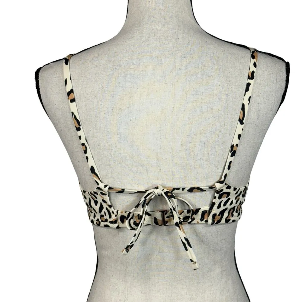 Shade & Shore 34D Bikini Top Swim Leopard Print Molded Cups Adjustable Stretch - Image 3