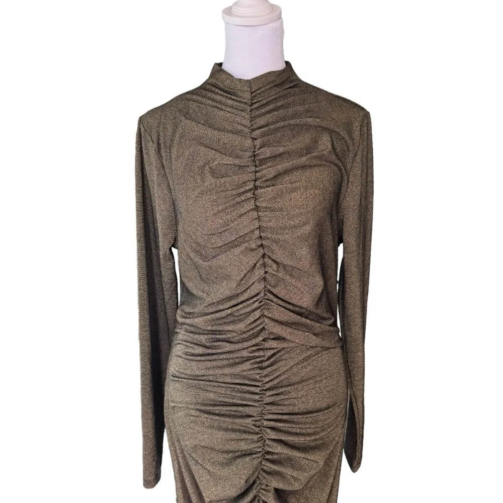 Veronica Beard - NWT Elsie Metallic Ruched Long Sleeve Mini Dress Sz M - Image 5