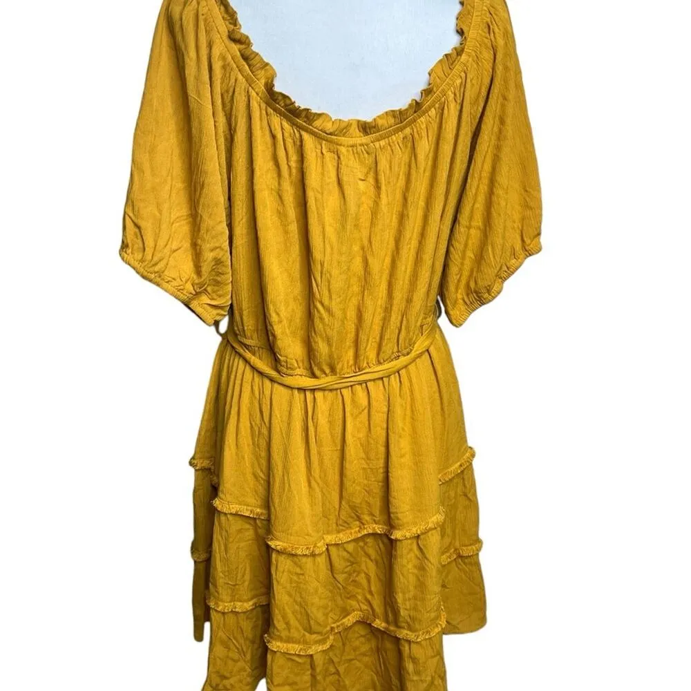 NWT City Chic Fiesta Fringe Dress Inca Gold Sz 20 - Image 5