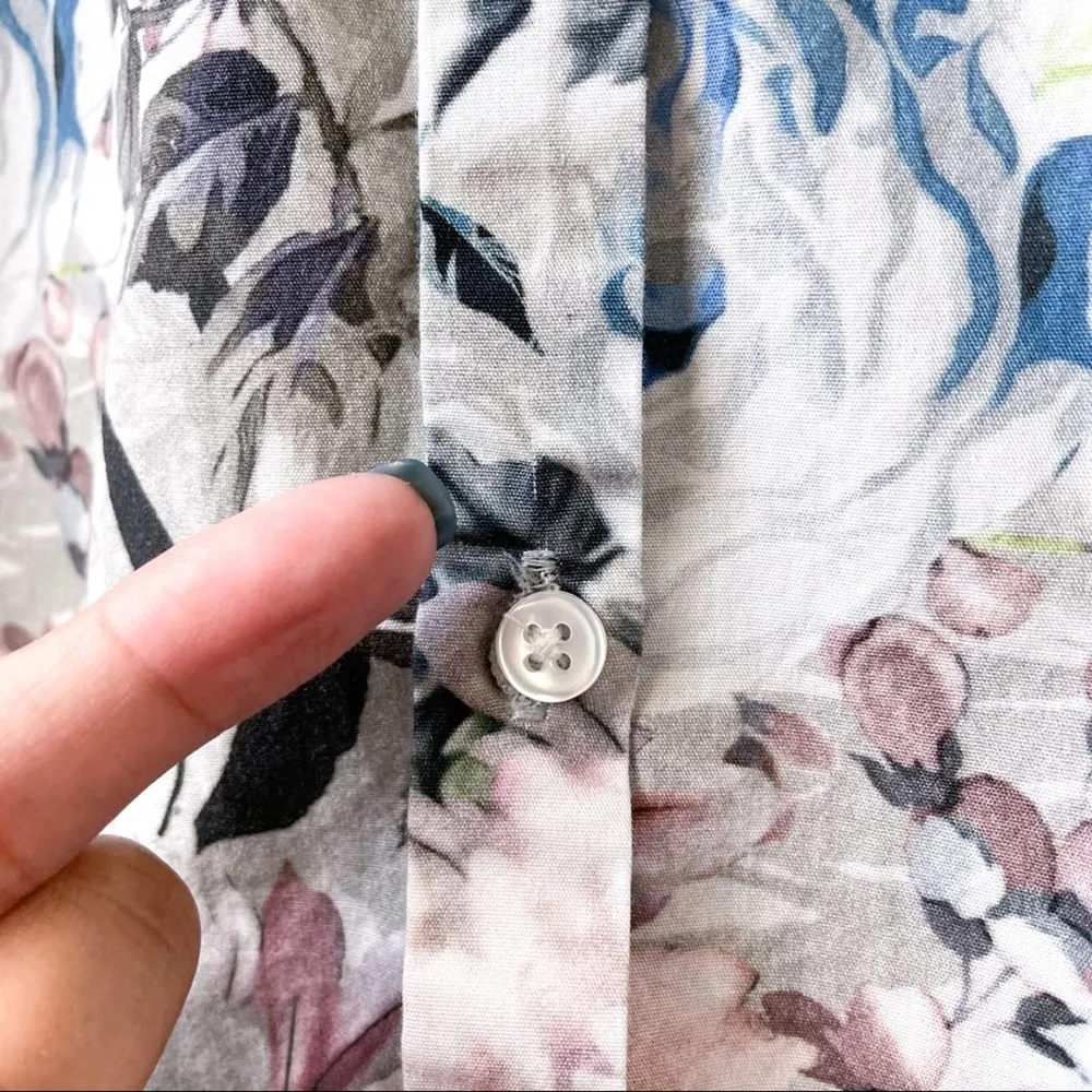 River Island Floral Button Down Collared Shirt Slim Fit Medium - Image 5