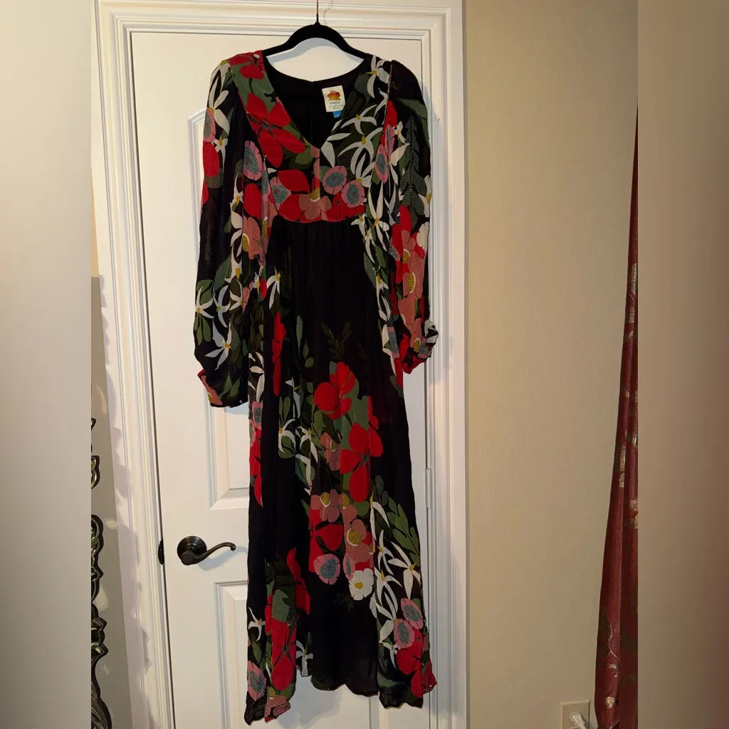 New Farm Rio by Anthropology Floral Long Sleeve Maxi Dress size small - Image 3