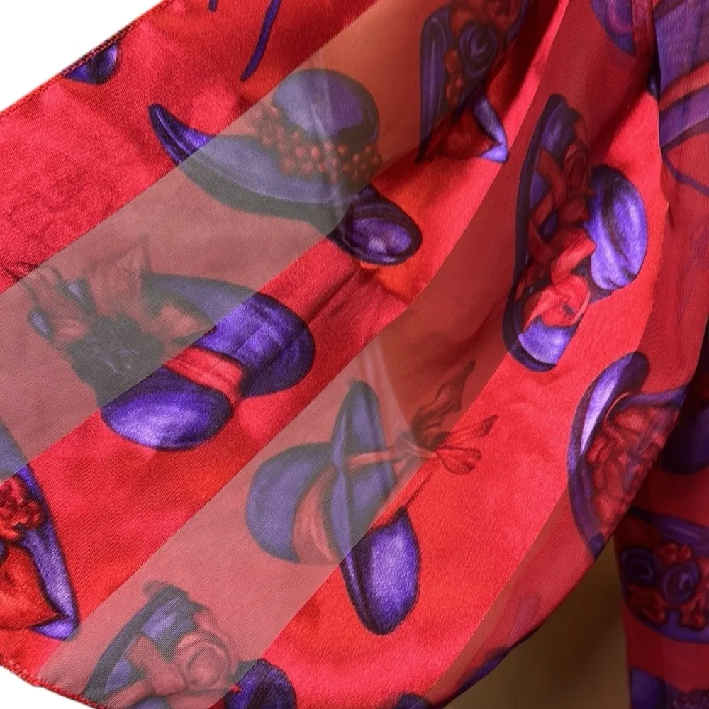 Red Hat Society Red with Purple Hats Rectangle Scarf 13.5 x 60 inches - Image 4