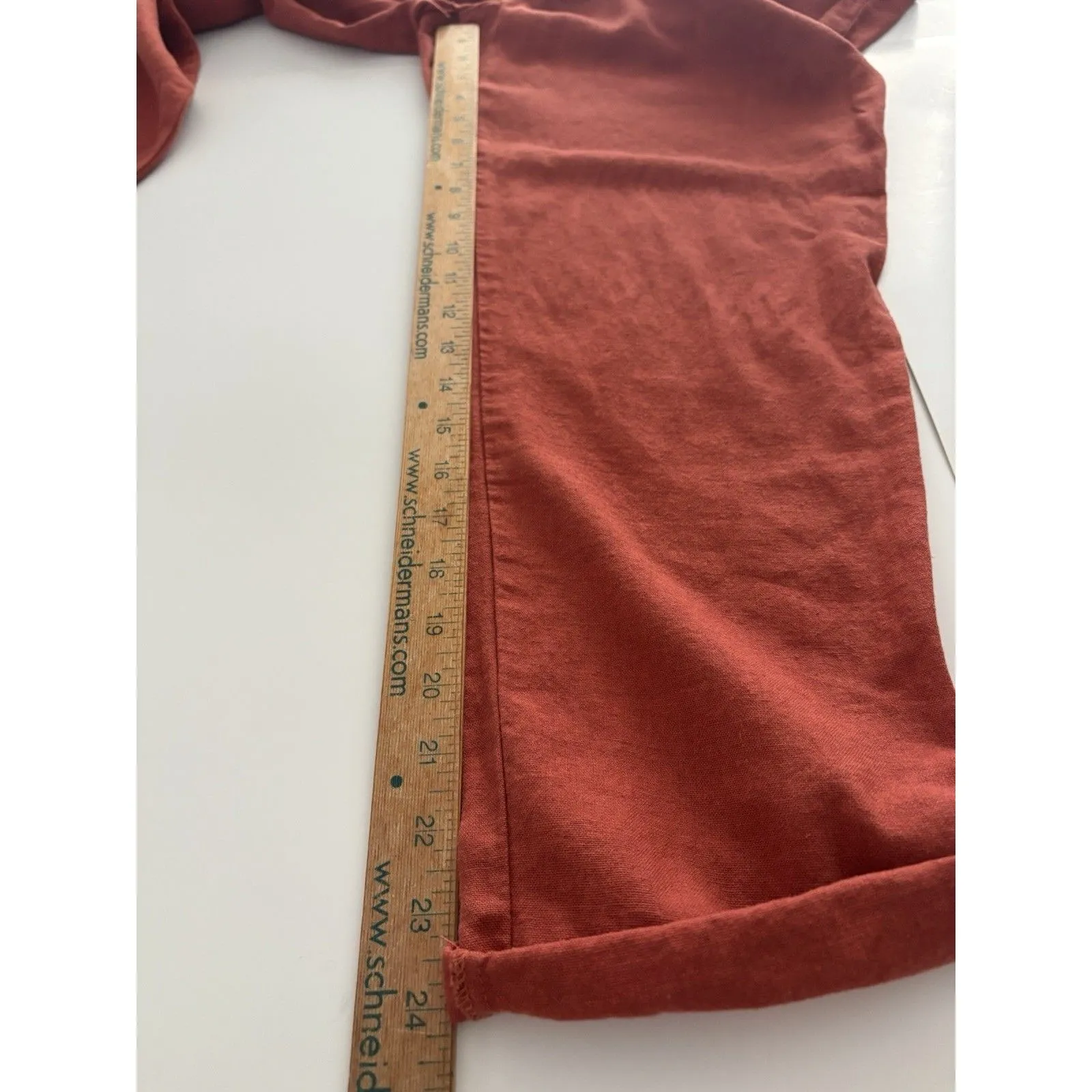 Sound Style Pants Womens Medium Orange Terracotta Linen Blend Boho Lagenlook - Image 12