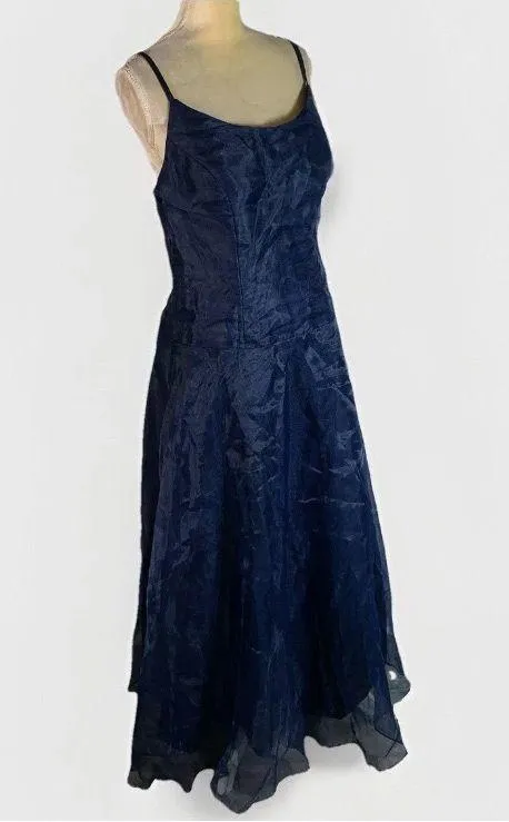 Lanting bride navy chiffon maxi dress  fit & flare size M - Image 7