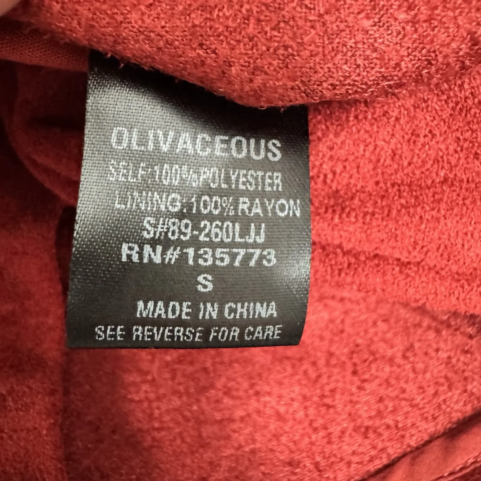 Olivaceous Faux Suede Moto Biker Motorcycle Jacket Womens Small Rust Orange Red - Image 9