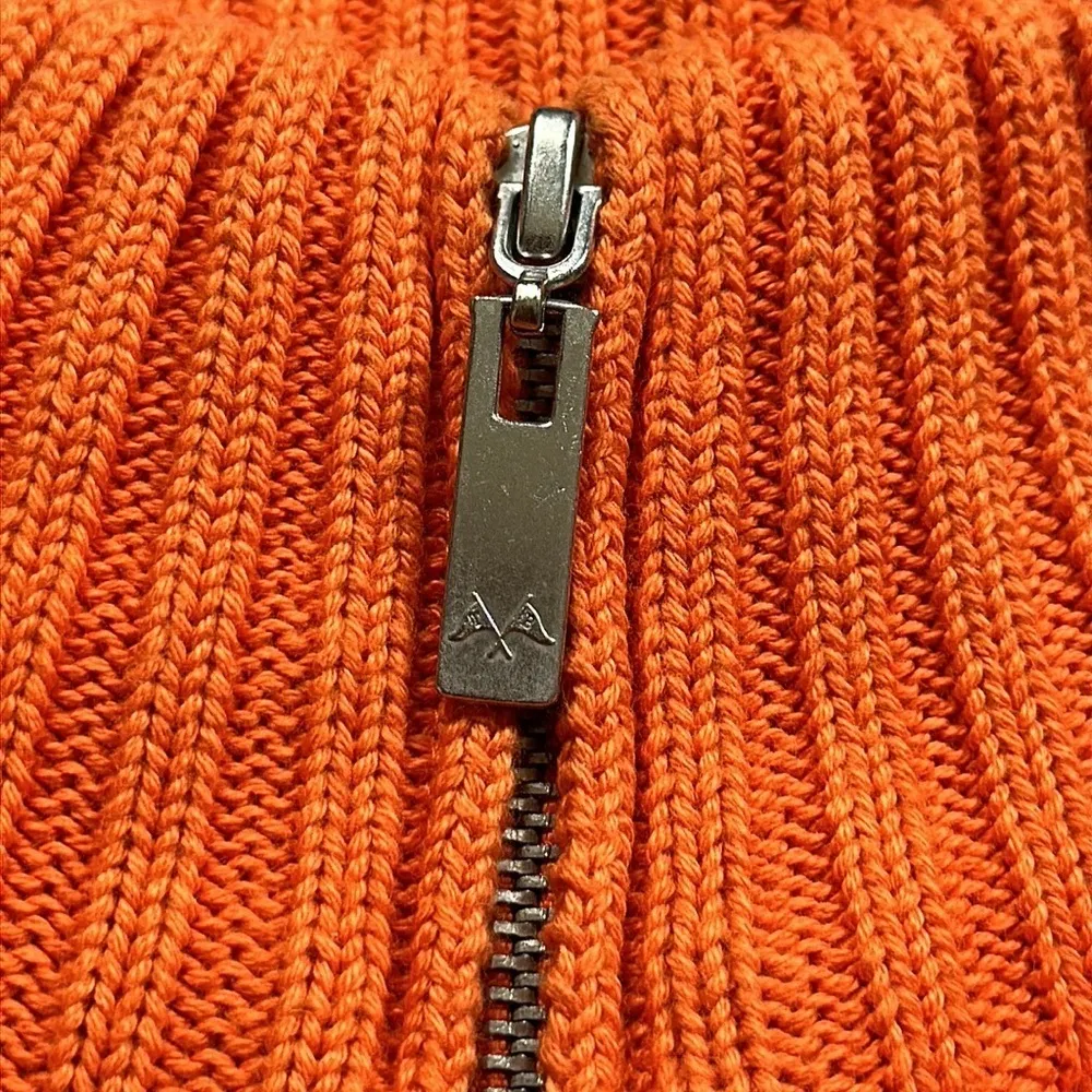 Thomas Burberry zip up sweater cotton size large Orange - Image 5