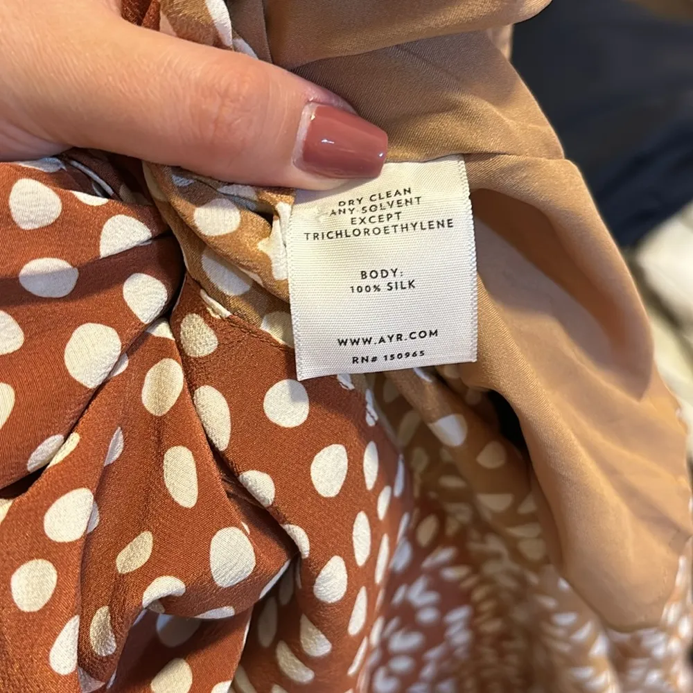 AYR Rust Silk Polka Dot Slit Maxi Dress - Image 6