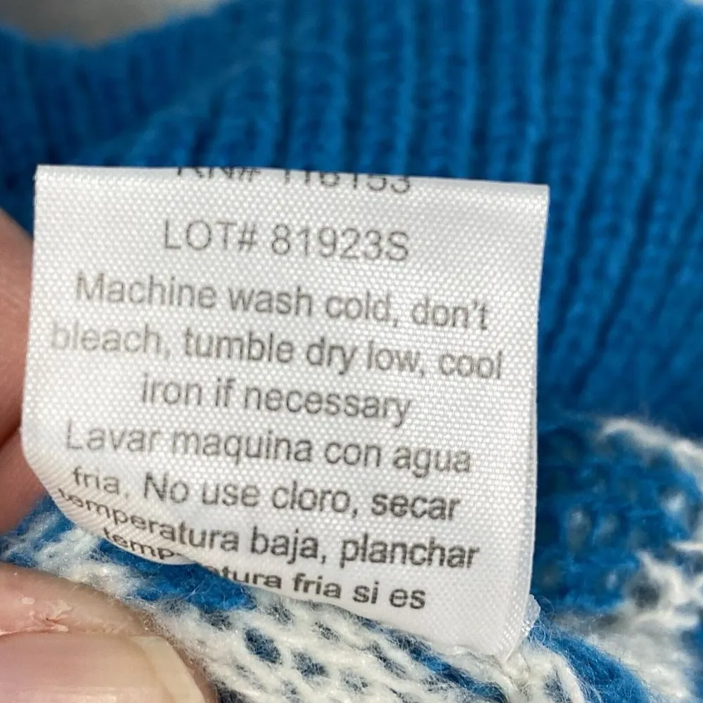 Merry‎ Christmas by Poof Sweater Womens XL Knit Blue and White Sweater bows - Image 6