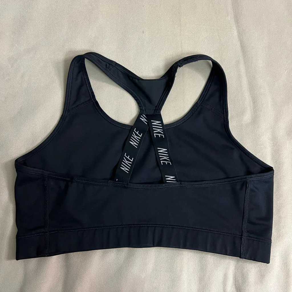 Nike Black Sports Bra | Bold Logo Front | Size Small - Image 2