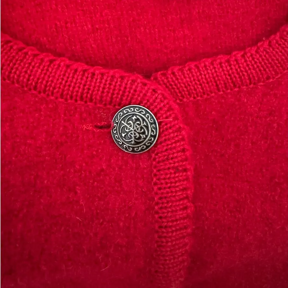 Vintage Talbots 100% boiled wool Celtic button red cardigan sweater size 10 M - Image 4