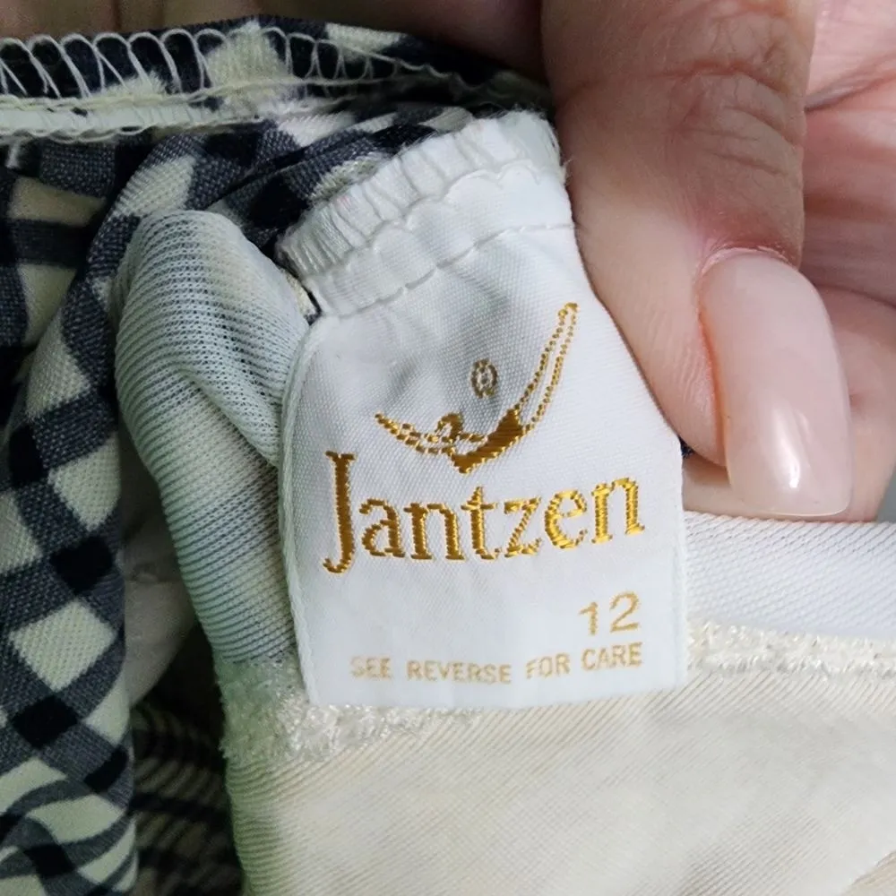 Jantzen Black and White‎ Checkered Summer Swim Dress with Tie Belt Size 12 - Image 5