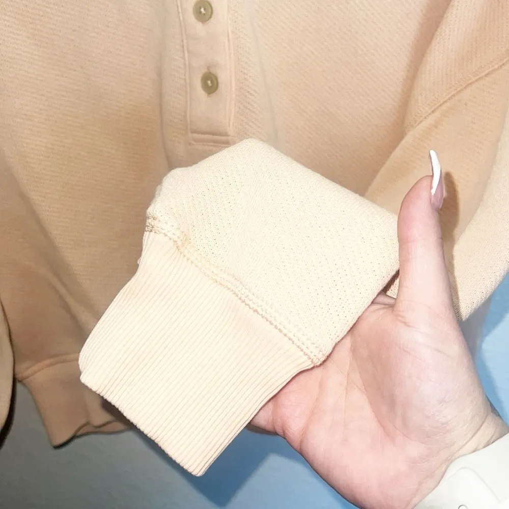 American Eagle Cotton Blend Orange Button-Up Long Sleeve Shirt - Image 3