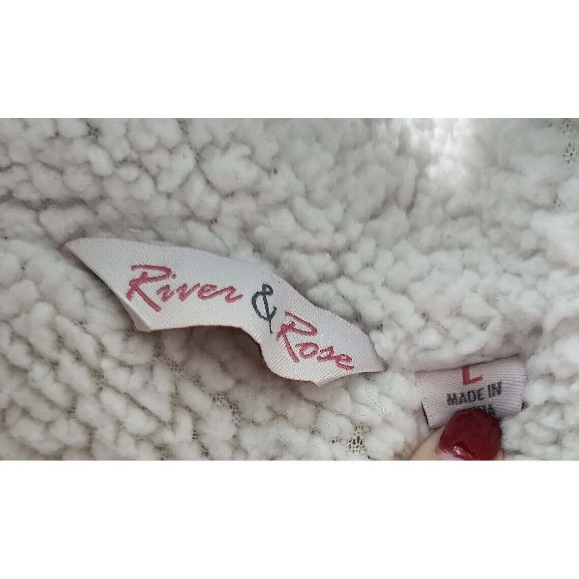 River & Rose Puffer Vest Herringbone Quilted Sherpa Lined Black Gray L Size L - Image 3