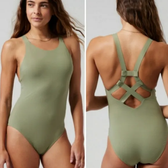 Athleta palm swimsuit one piece olive size S - Image 2