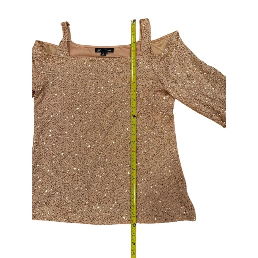 I.N.C Women's Link Sequin Cold Shoulder Blouse Size M Party Top NWT Pink Size M - Image 5