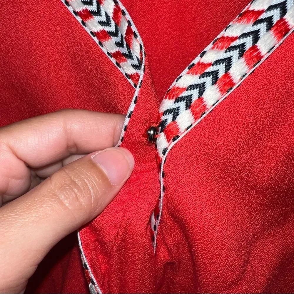 Jack by BB Dakota Klea Embroidered Surplice Dress Fire red size small - Image 3