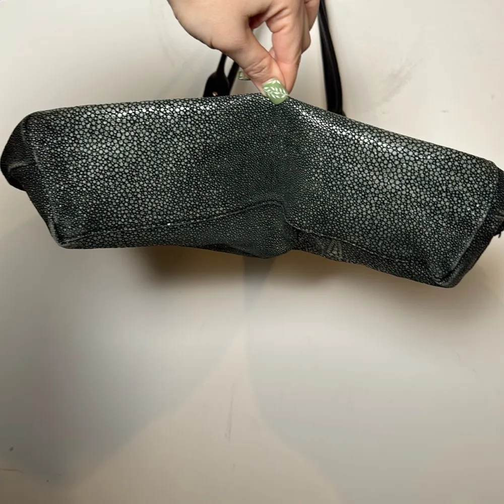 Vin Baker Women's Handbags Terra Italian Leather Speckled Green Shoulder Bag USA Black - Image 10