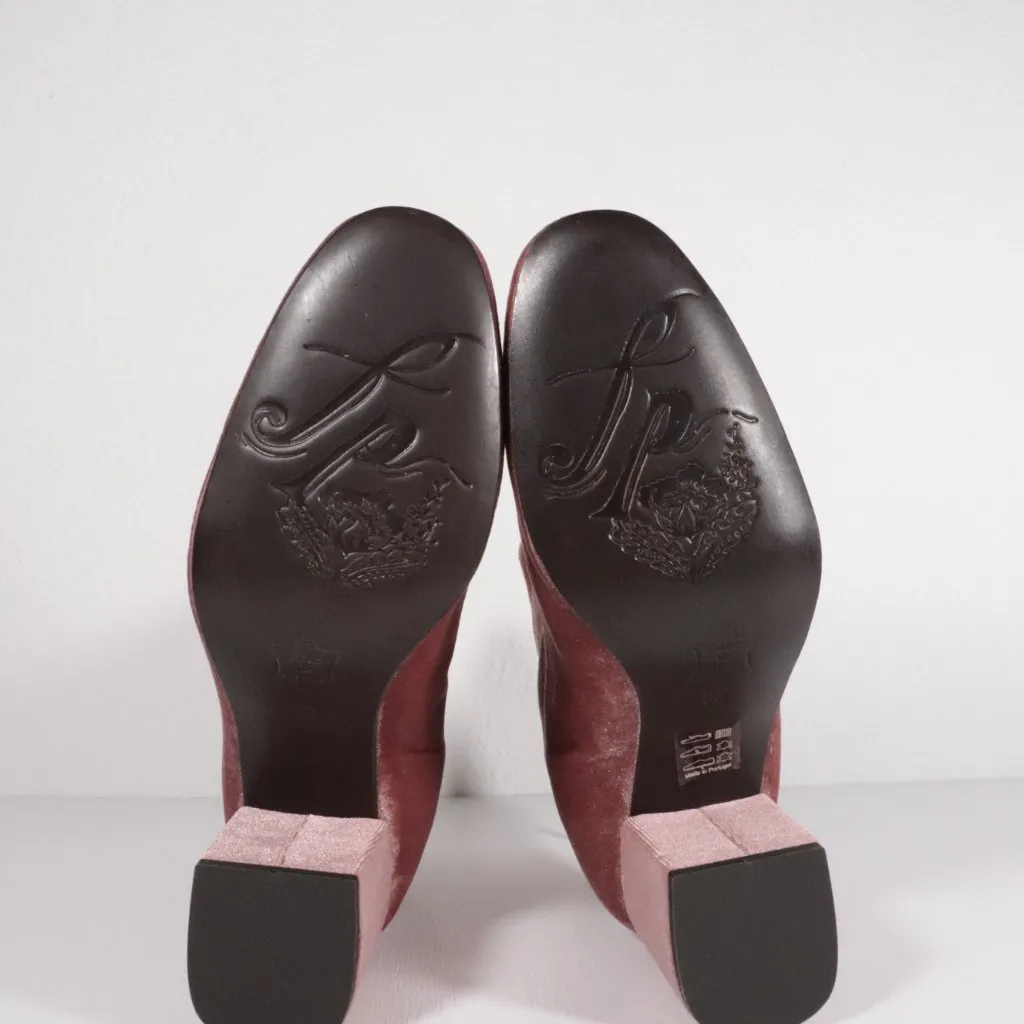 NWOT Free People Velvet Cecile Pink Booties Size Size 38 - Image 9