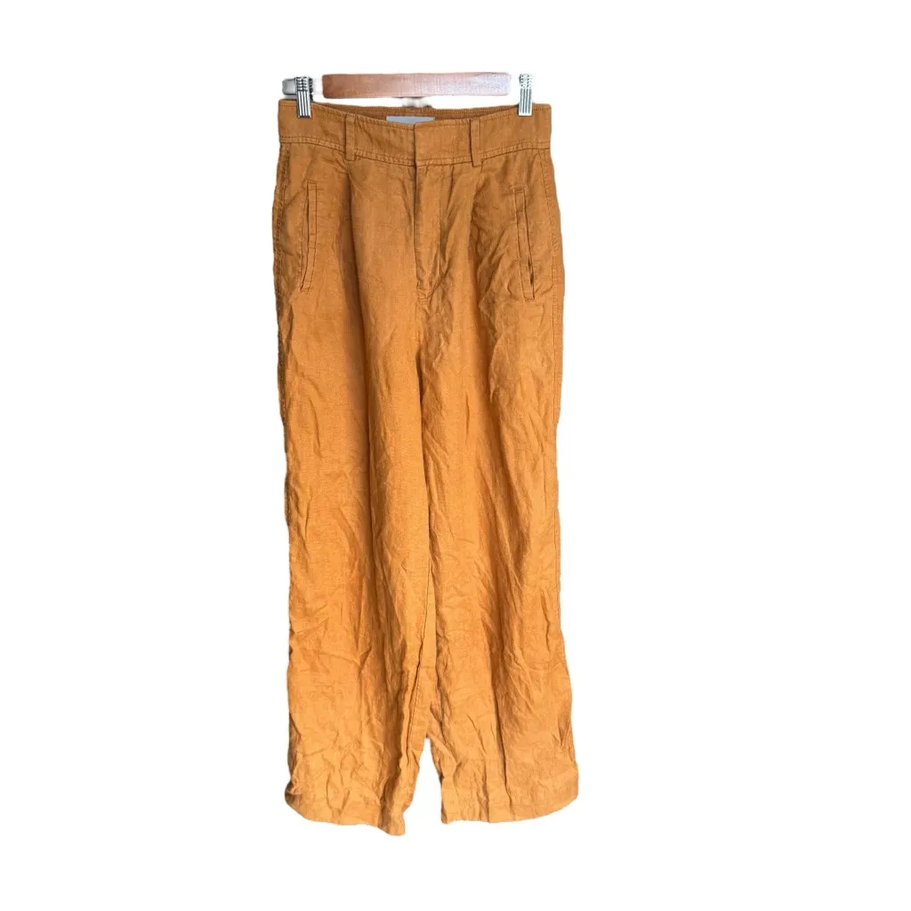 Everlane - Linen Trouser Pants Lightweight Flowing Mustard Yellow Sz 0 - Image 2