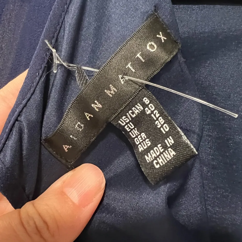 AIDAN MATOX Embroidered Lace Sleeveless Maxi Gown Dress Navy Sz 4 - Image 7