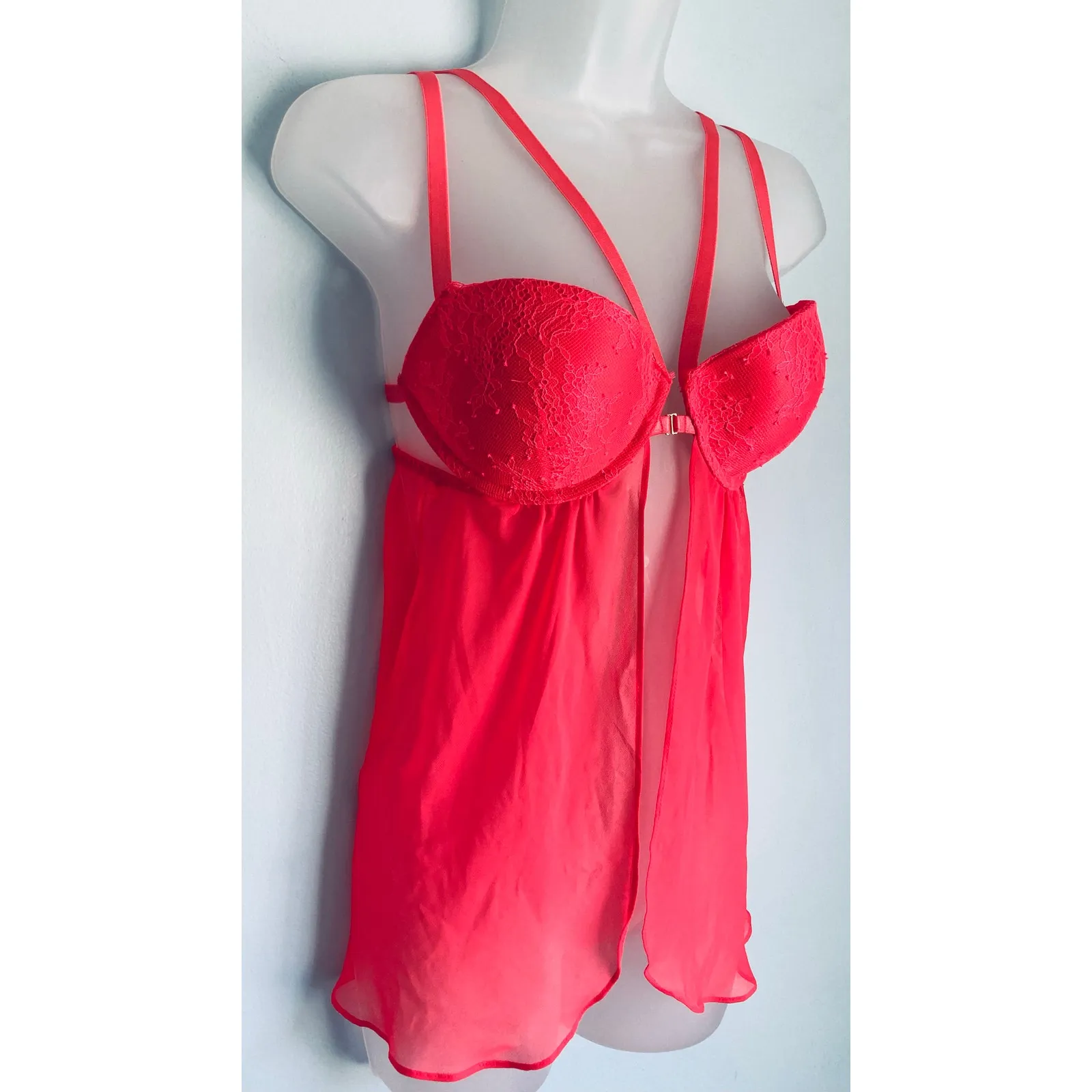 Victoria's Secret Babydoll 36C Pushup Coral Lingerie - Image 2