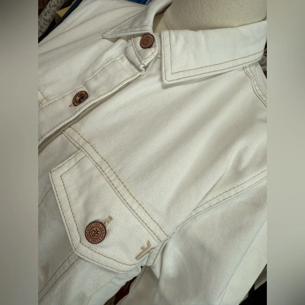 FRYE White Denim Long Sleeve
Button Front Mini Shirtdress Pockets - Image 6