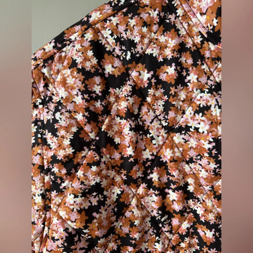 Social Standard by Sanctuary Women’s‎ NWT Quilted Twill Floral Jacket Size Large Brown - Image 11