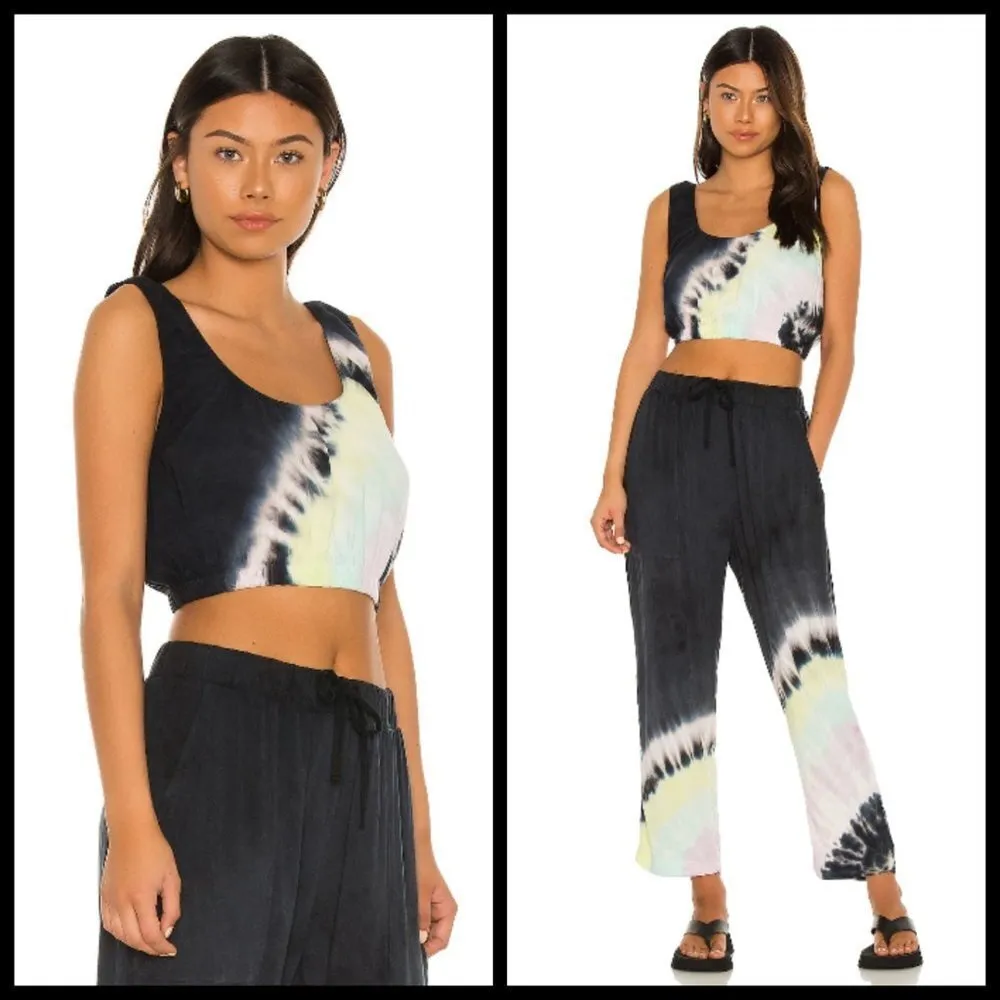 💕ELECTRIC & ROSE💕 Linda Crop Top ~ Onyx Lavender Glow Tie Dye Pattern XS NWT Black - Image 3