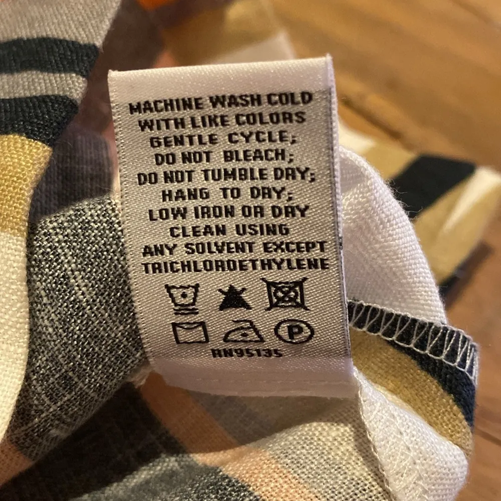 Lafayette 148 New York Linen Blouse Shirt Button Up Stripe Red Orange Cream M Size M - Image 7