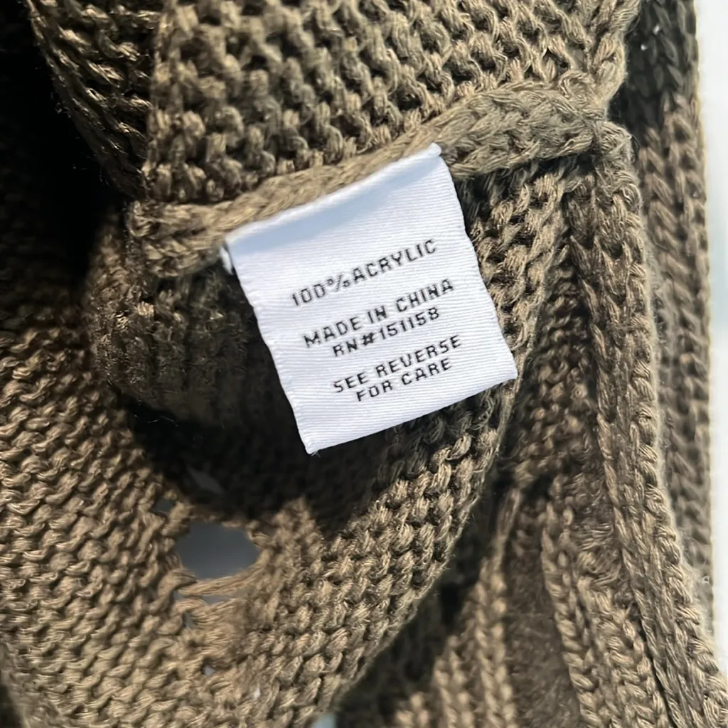 525 America Distressed Crewneck Sweater Olive Green Long Sleeve Pullover Medium - Image 4