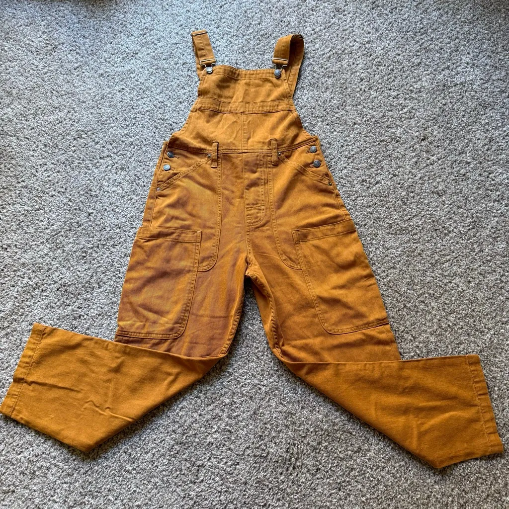 Free People We The Free Way Back Overalls NWOT Mustard Brown XS - Image 4