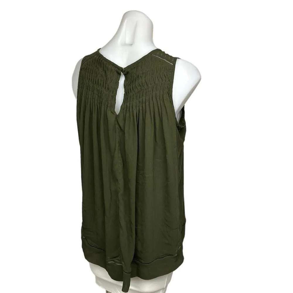 Banana Republic Green Pleated Ruched Pintuck Sleeveless Blouse Tank Top Size S - Image 4