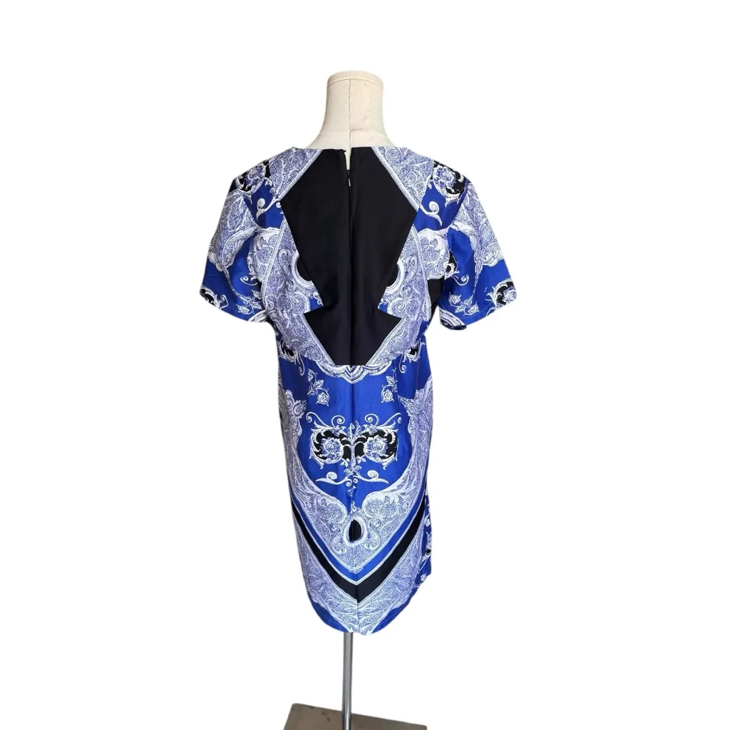 ASOS Maternity - Blue & White Baroque Print Short Sleeve Dress Sz 6 - Image 4