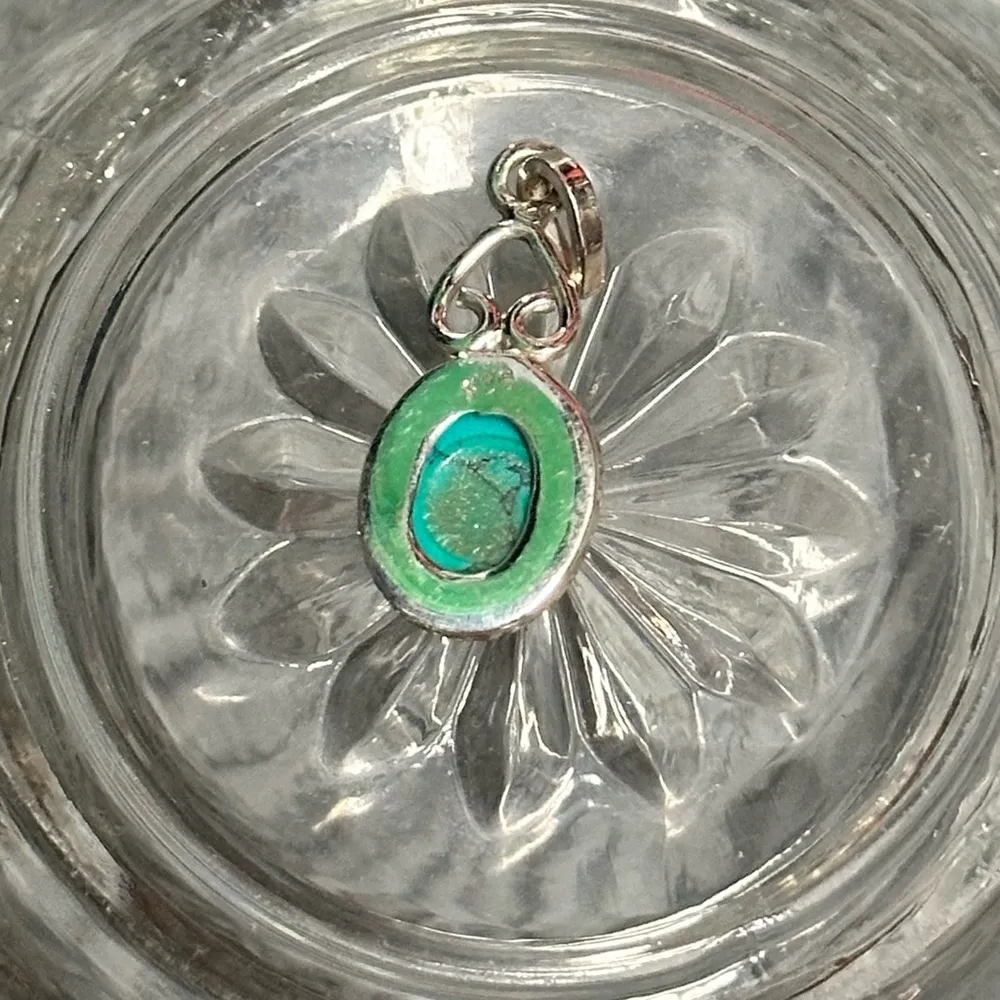 Dainty Pendant Turquoise Stone set in Sterling Silver - Image 2