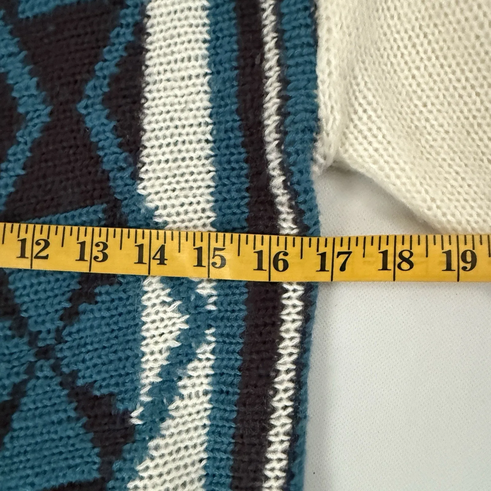 Western Aztec Print Sweater Duster Long Open Knit Teal Black Cowgirl Boho S - Image 4