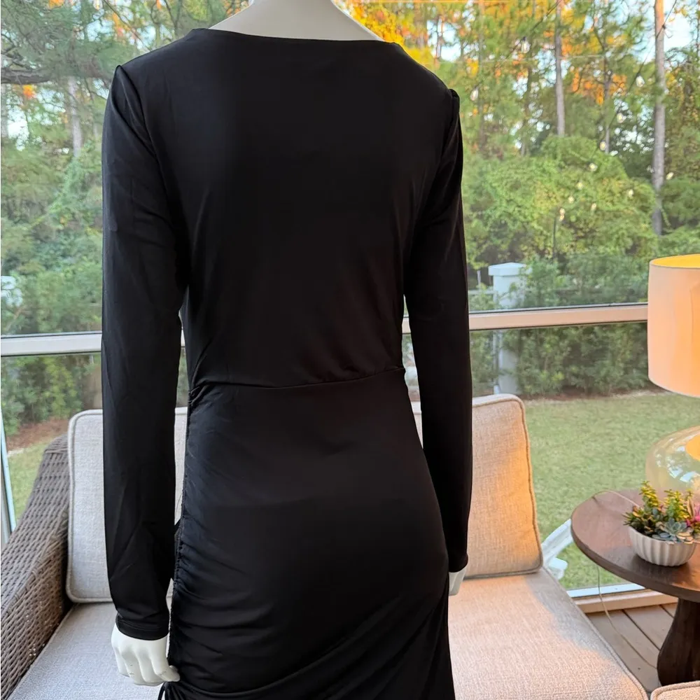 Lulu’s Black Draped Long Sleeve Dress- NWT Size L - Image 5