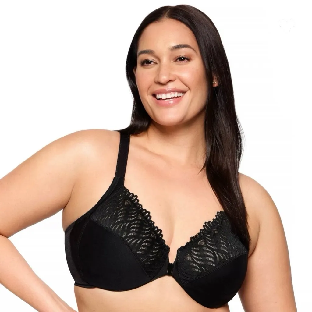 Glamorise Front Close T Back Wonderwire Underwire Bra 36D Black Lace 1246 NWOT Size undefined - Image 2