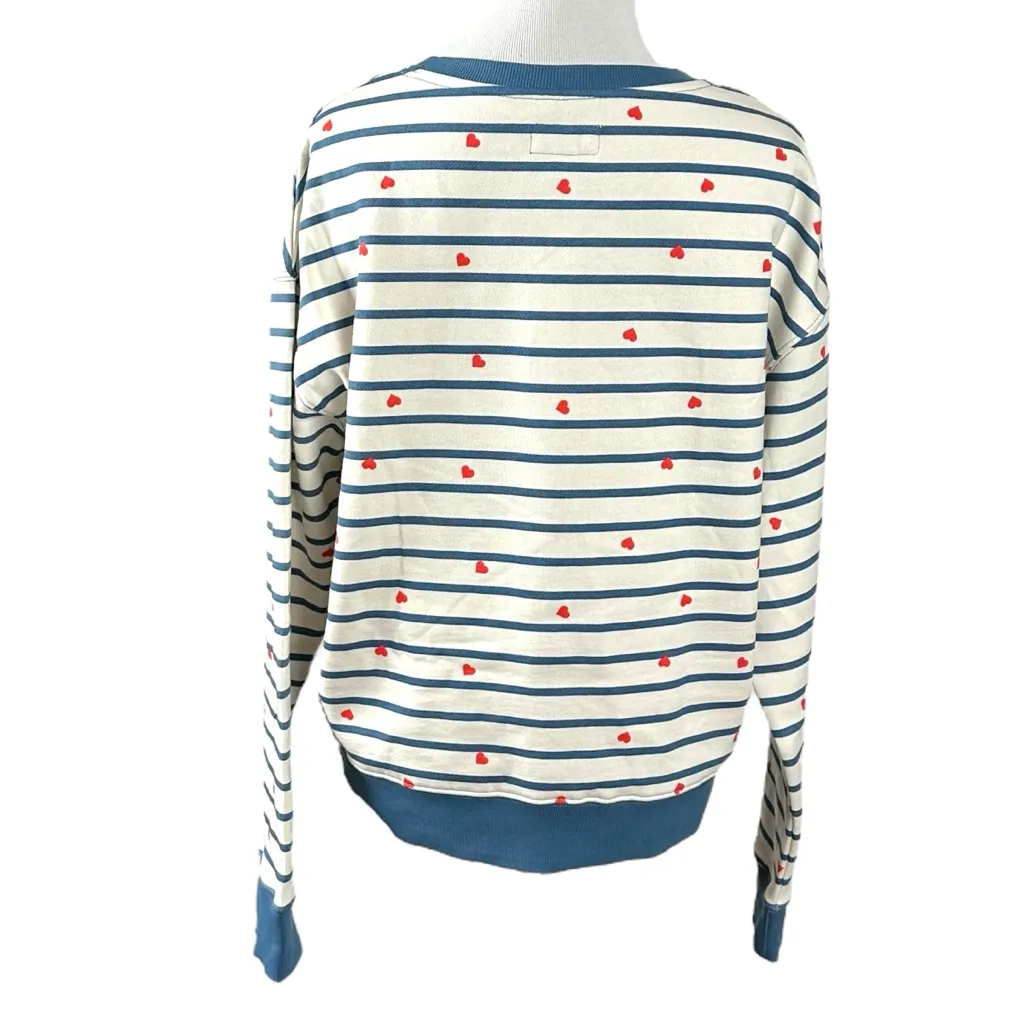 Pact Organic Slouchy Sweatshirt Size Small Preppy Spring Hearts Stripes NWT - Image 5