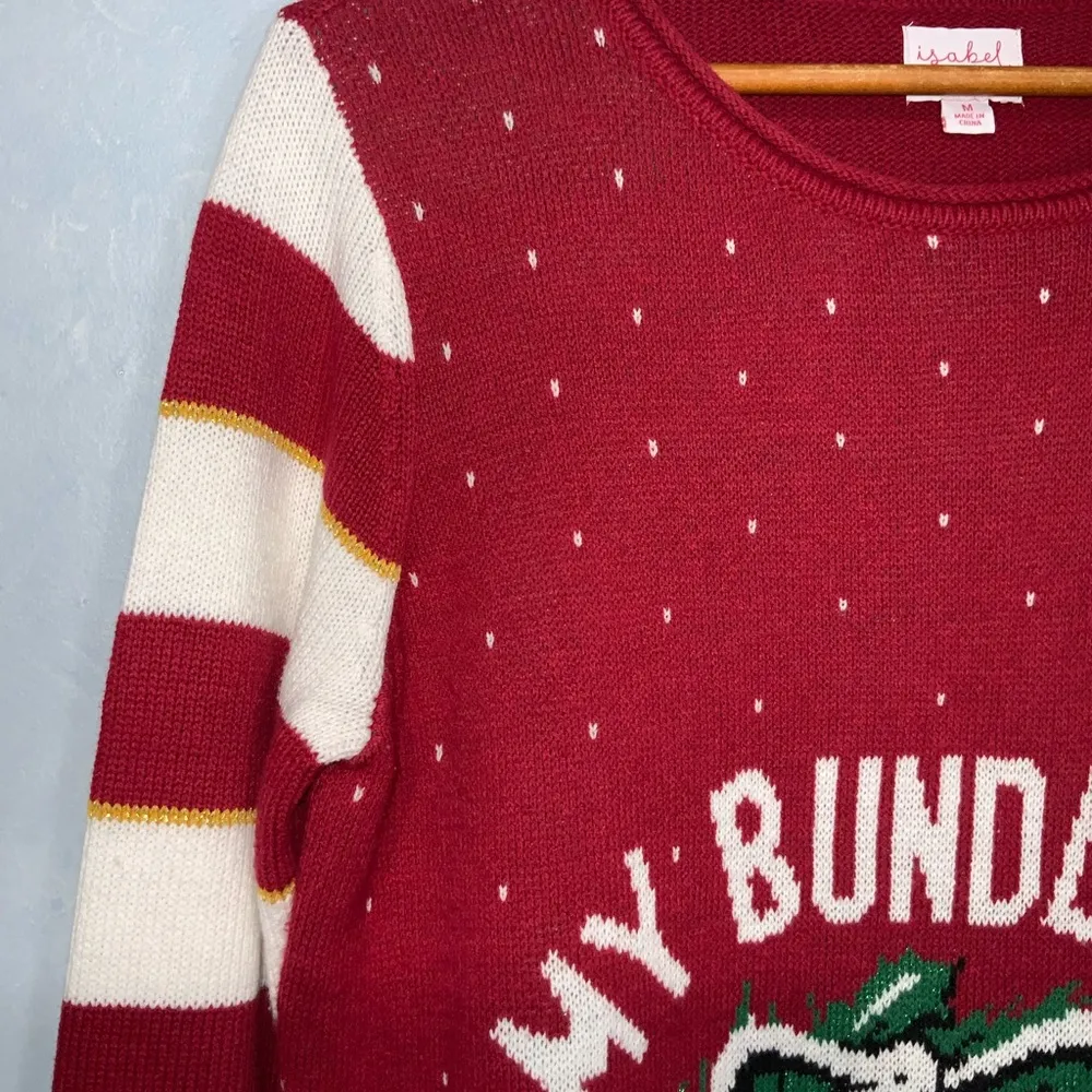 Isabel Maternity Red~White~Green Ugly Christmas Sweater “Bundle Of Joy” Medium - Image 5