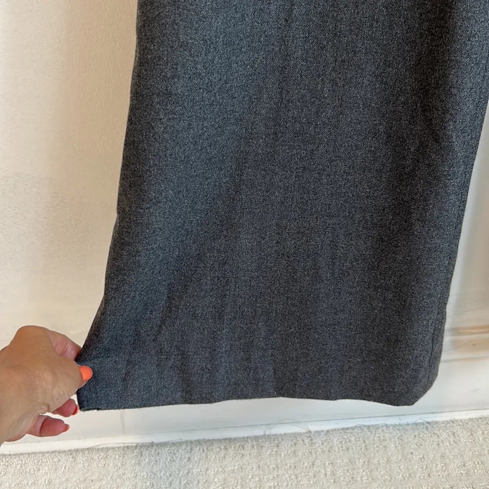 Theory Arthur Wide Leg Wool Trousers Heather Gray - Image 8