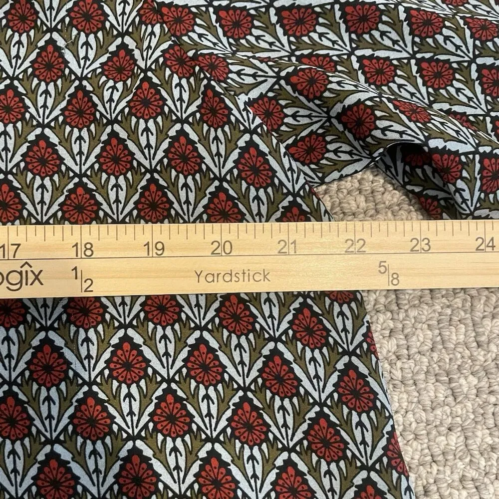 Loft Shirt  Womens L Tunic Boho Bell Sleeve Abstract Vneck Top Blouse Floral Red - Image 6