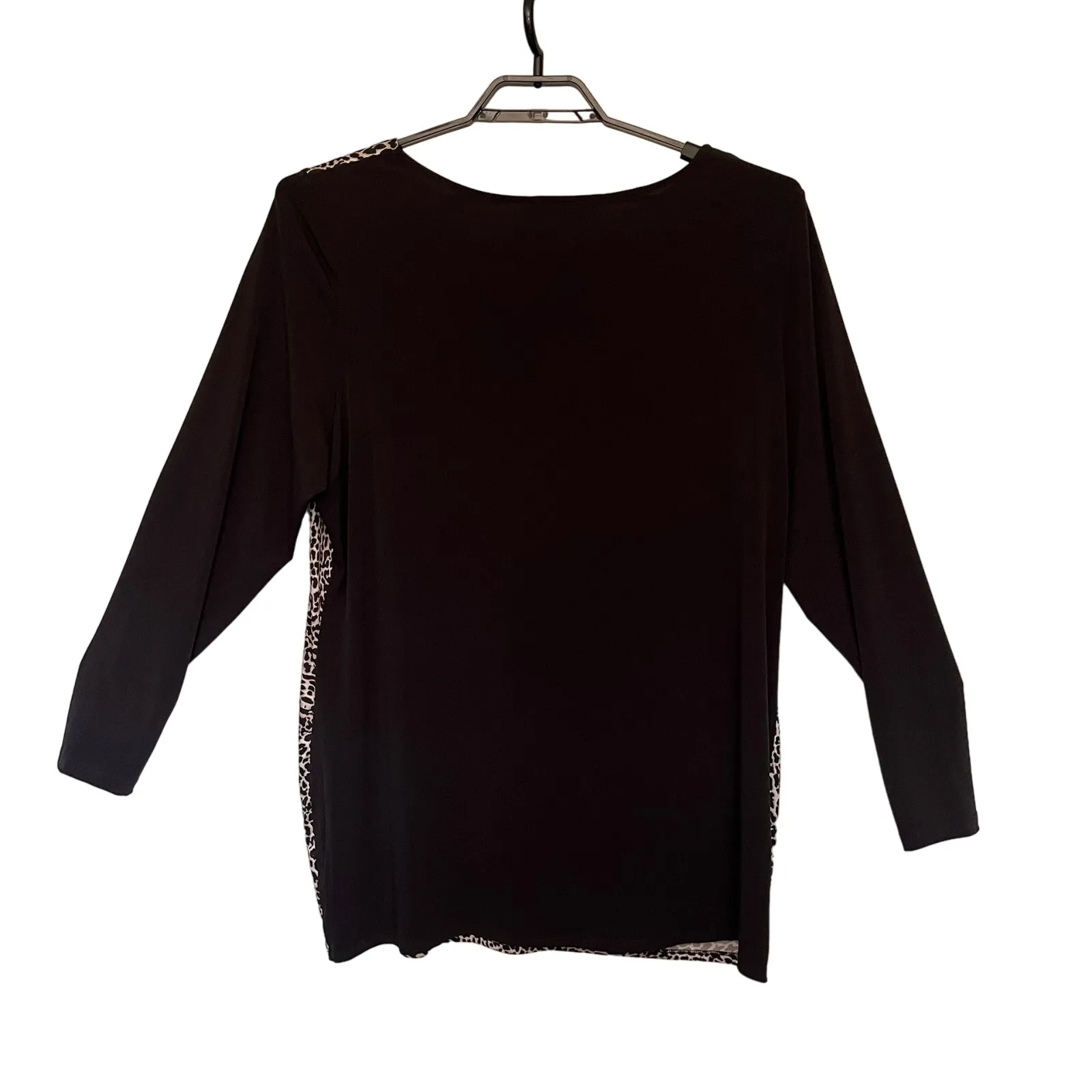 Y2K Peter Nygard Leopar Womens Top Sz XL Black Safari Career Stretchy Glam Tunic - Image 5