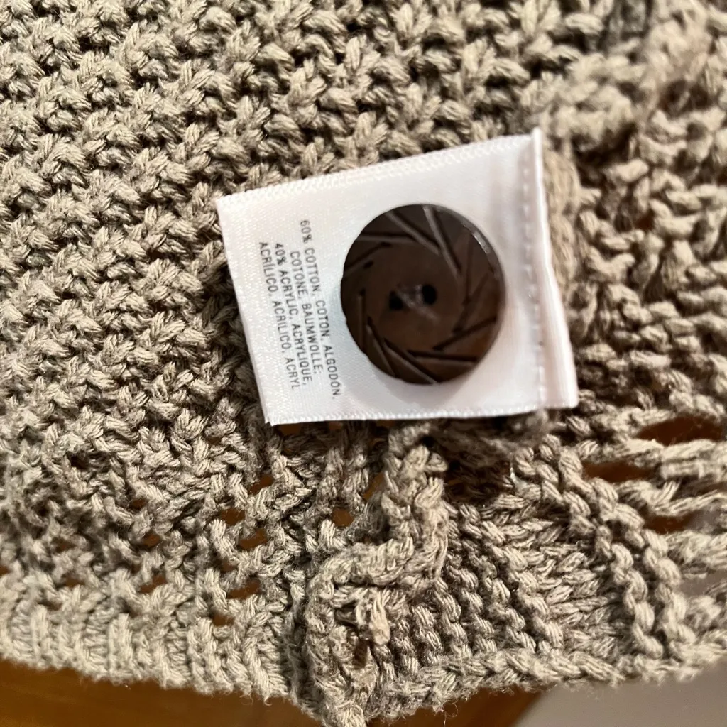 Angel Of The North Mossy Green Loose Knit Cotton Blend Cardigan - Image 12