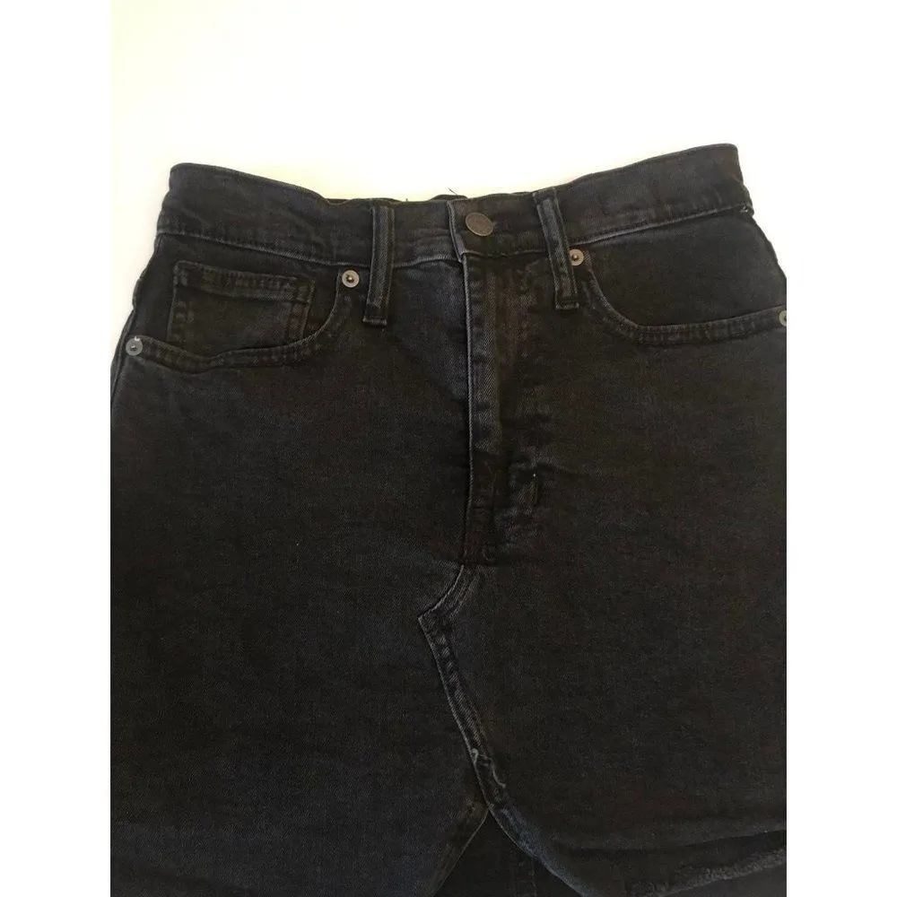 Madewell black rigid denim a line mini skirt size 26 cute Y2K - Image 4