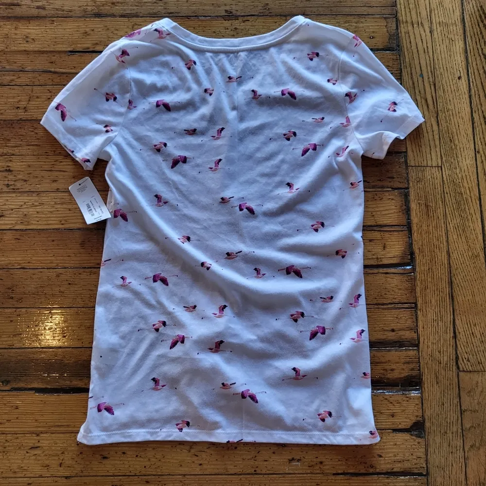a.n.a A New Approach Flamingo Print T-Shirt White Size Medium - Image 6